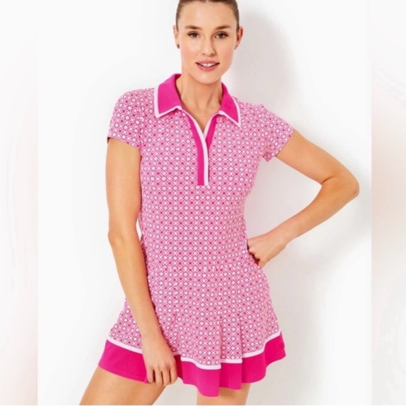 🌸 Brand New Lilly Pulitzer Pink & White Luxletic Jessamy Dress 🌸 Size M - Picture 2 of 16
